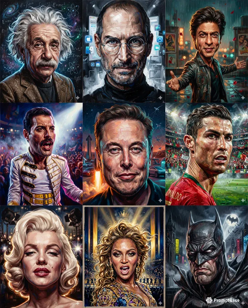 Cinematic Oil Caricature Paintings