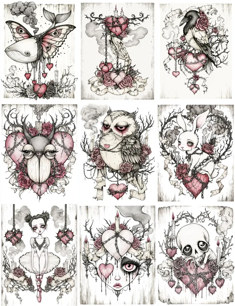 Gothic Anti Valentine Illustrations