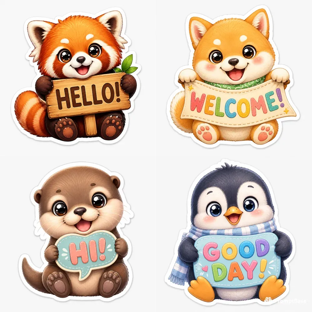 Cute Kawaii Greeting Animal Stickers