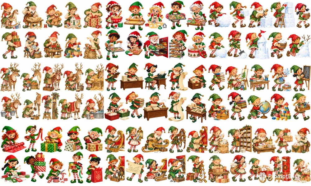 Christmas Elf Character Art Sets