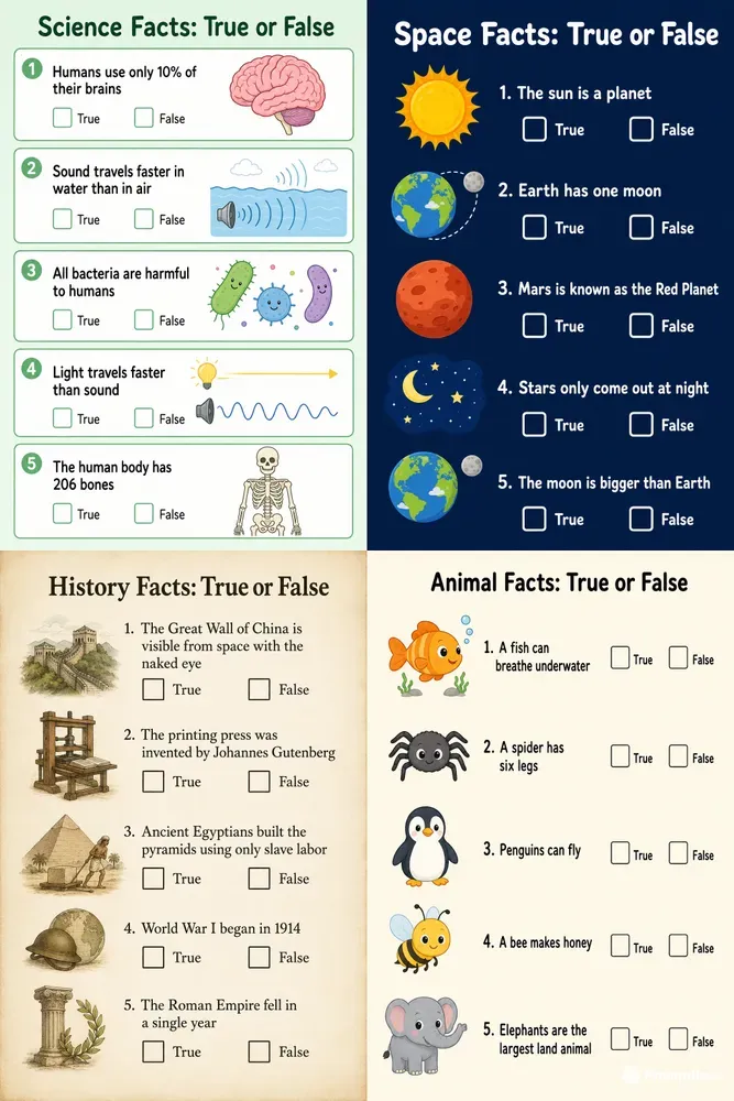 True Or False Statement Worksheets