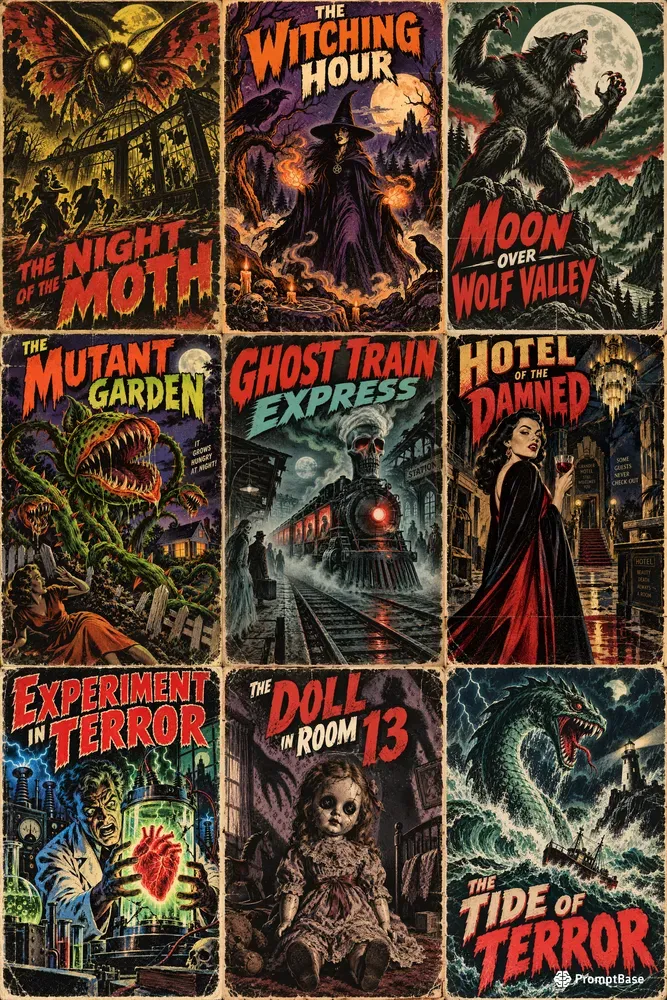 Pulp Comic Horror Posters