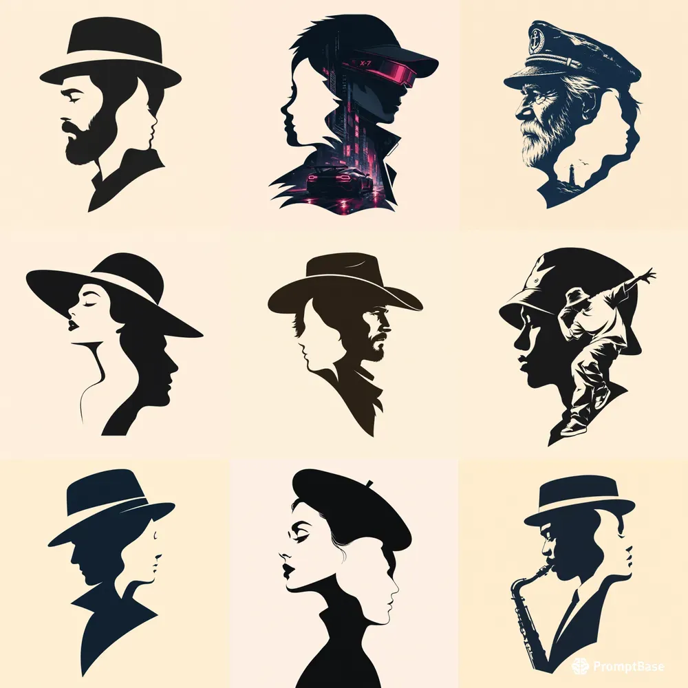 Minimalist Dual Face Vector Art