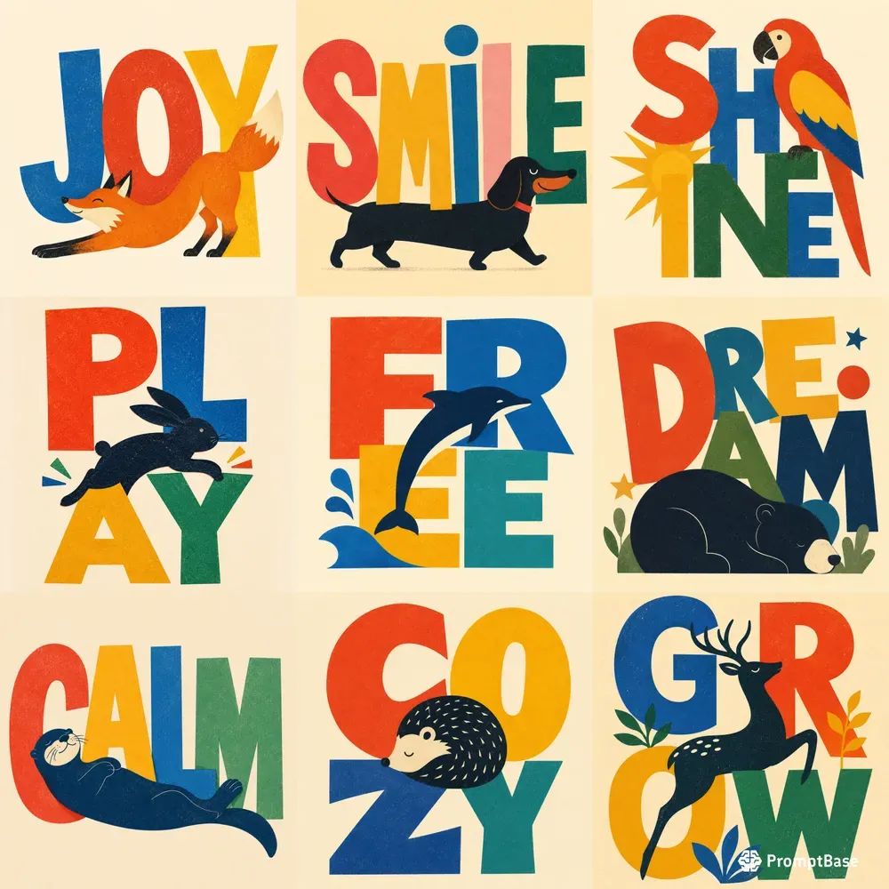 Playful Typography Animal Poster Packs