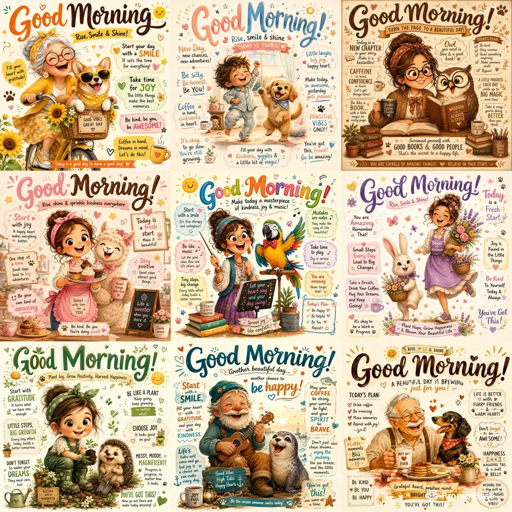 Whimsical Good Morning Joy Posters