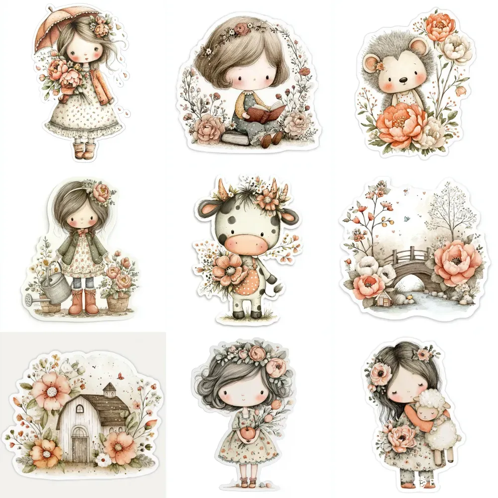 Romantic Cottage Peony Stickers Clipart