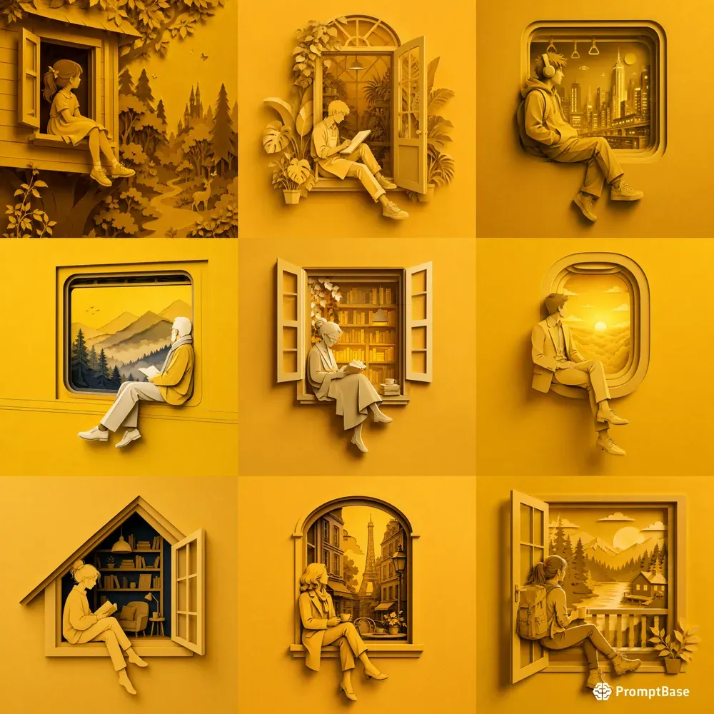 Layered Papercut Window Scenes