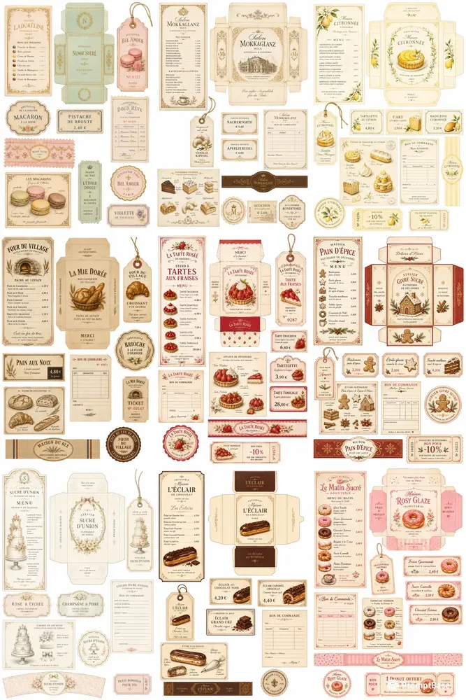 Patisserie Bakery Ephemera Sheets