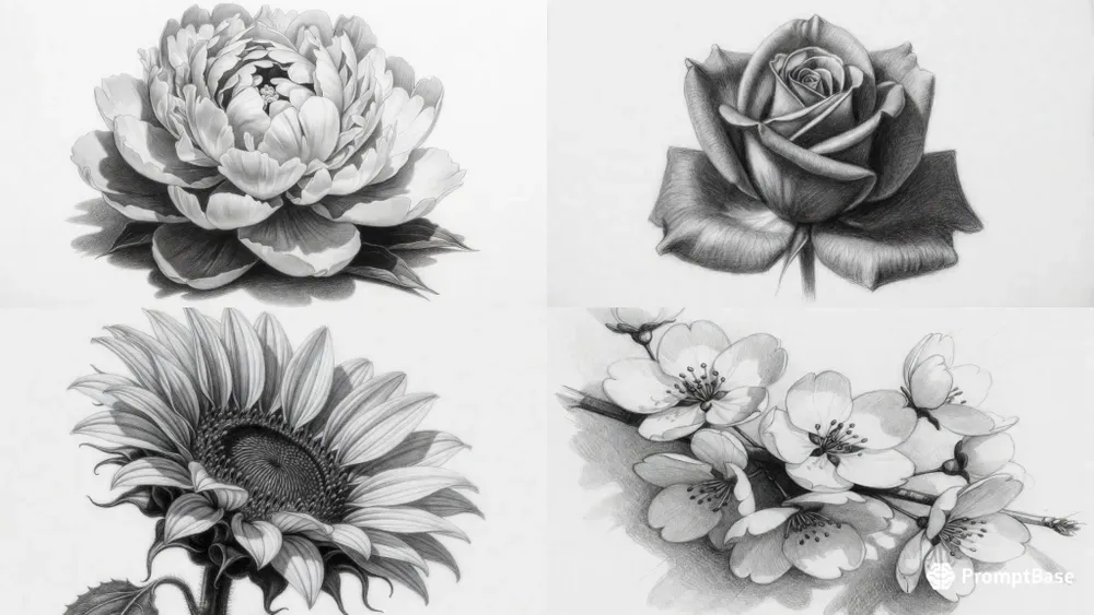 Realistic Monochrome Botanical Sketches