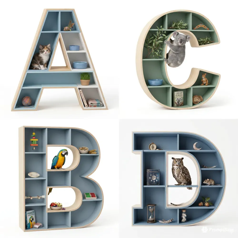 Smart 3D Animal Alphabet Shelves