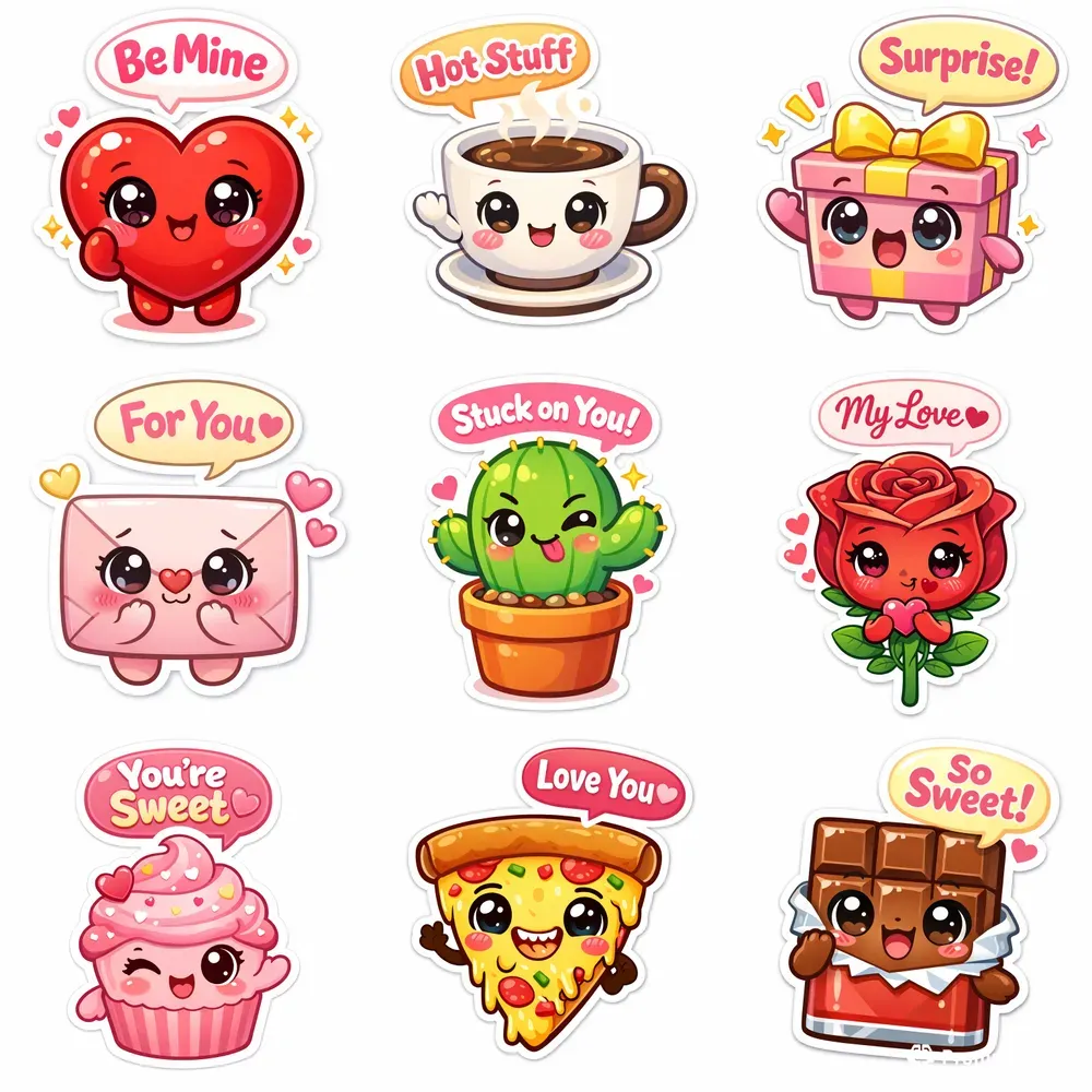 Valentine Love Stickers Anthropomorphic