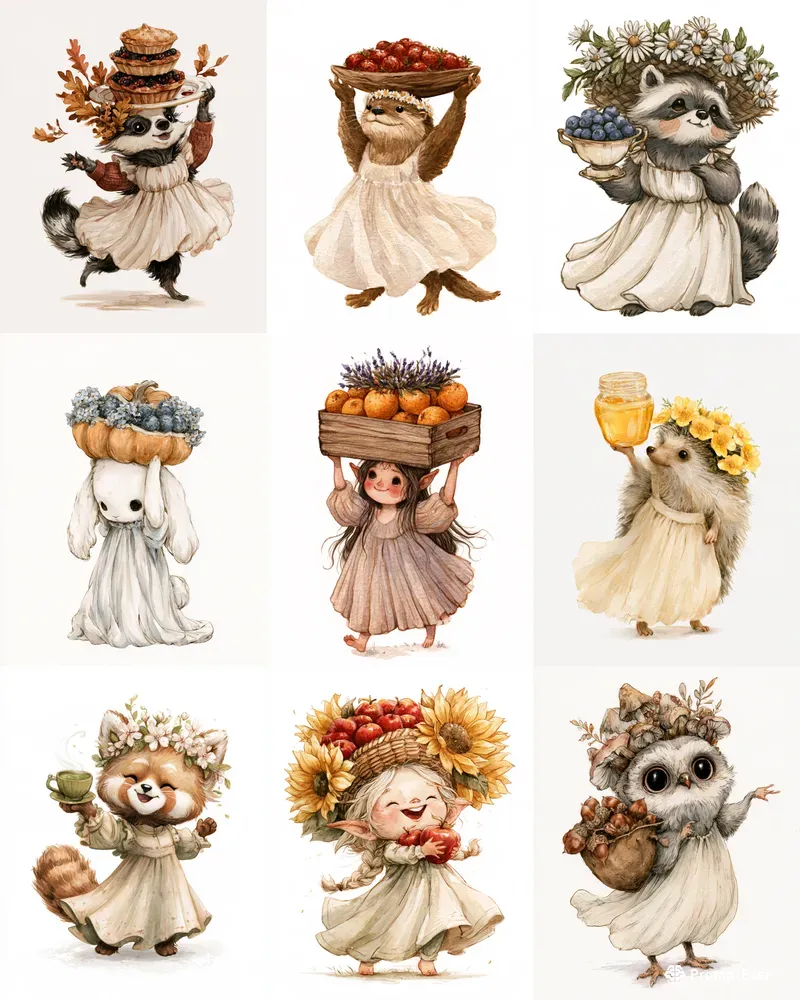 Cute Vintage Watercolor Animals