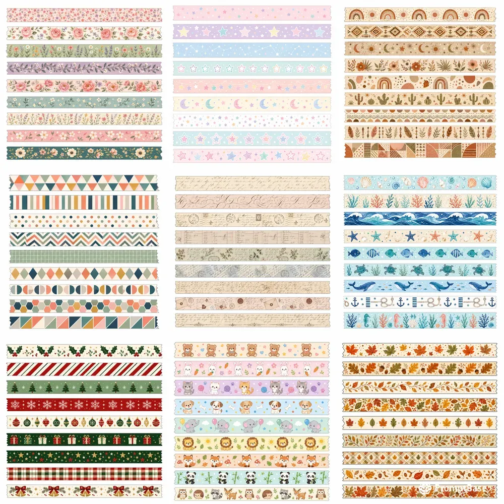 Washi Tape Strip Sheets Any Themes