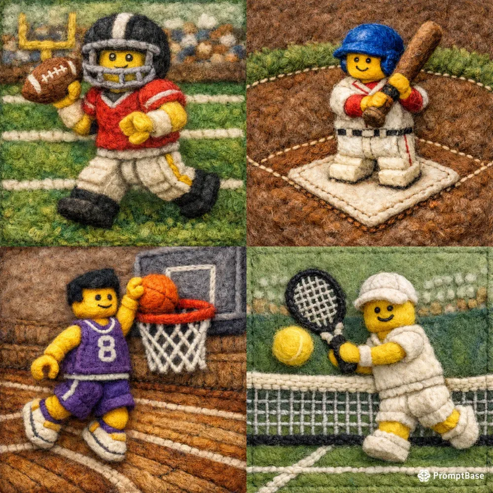 Felted Lego Sports Art