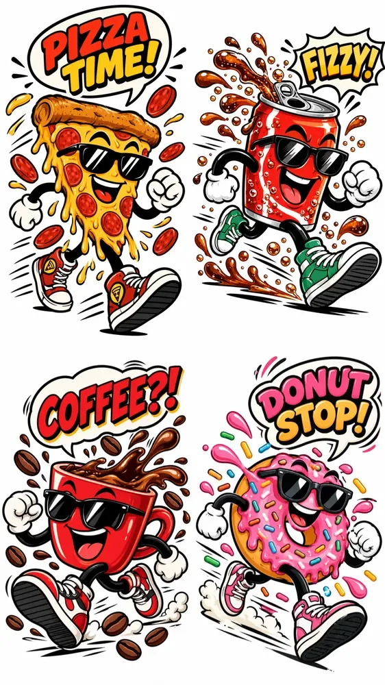 Retro Cartoon Mascot Sticker Art