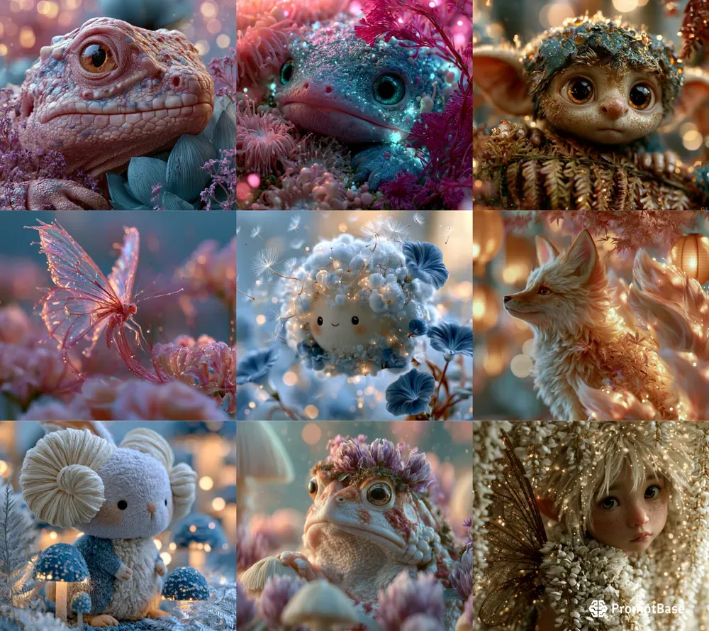 Whimsical Pastel Fantasy Creatures