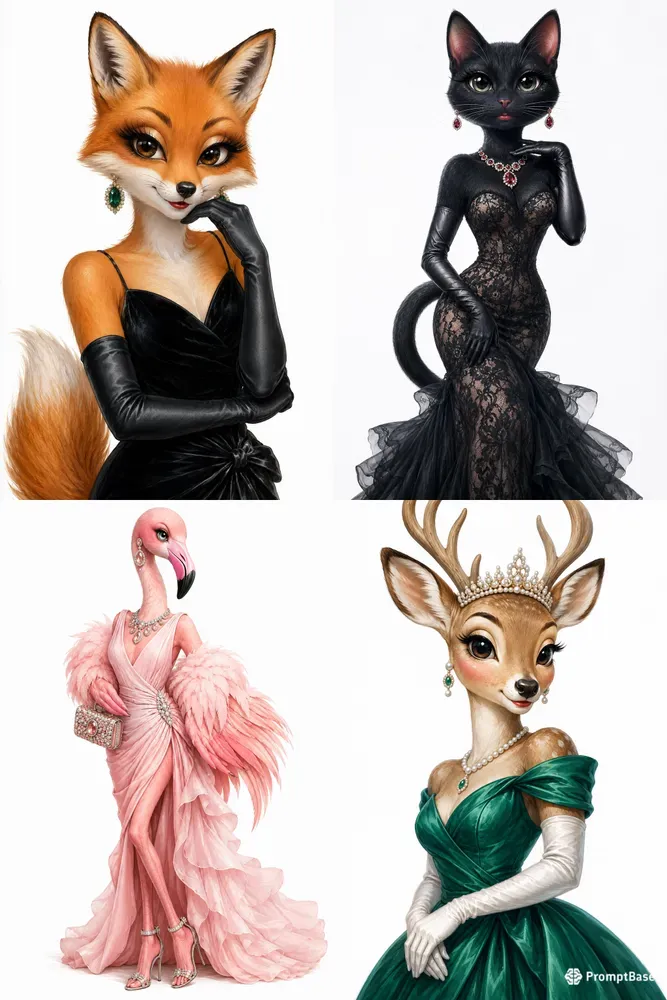 Whimsical Fashion Animal Portraits