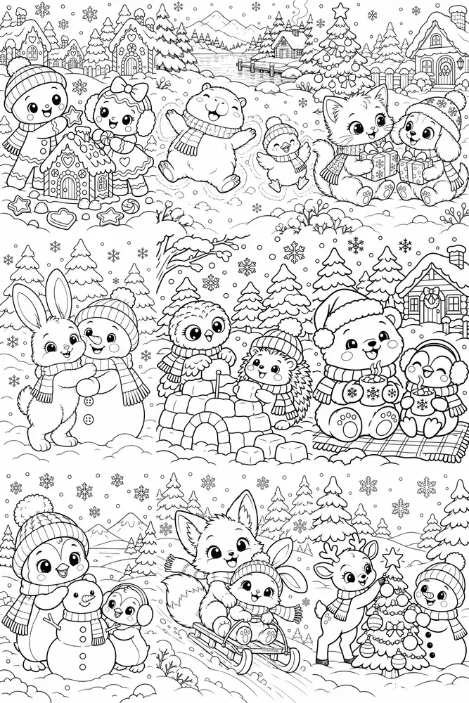 Cute Winter Christmas Coloring Pages