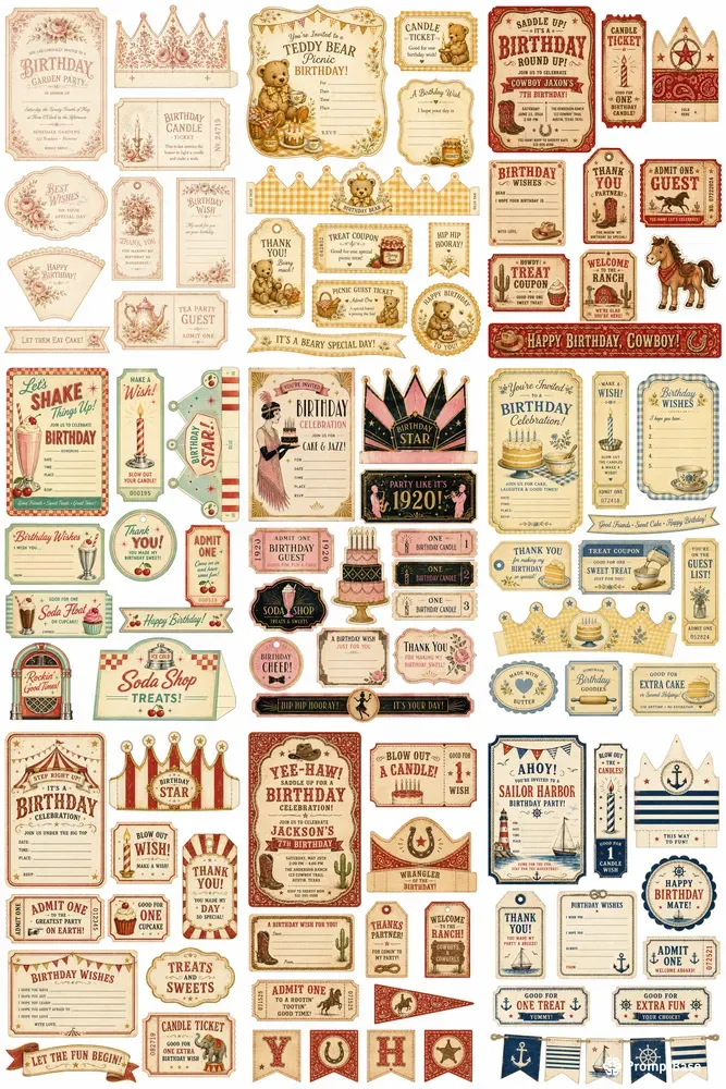 Vintage Birthday Party Ephemera