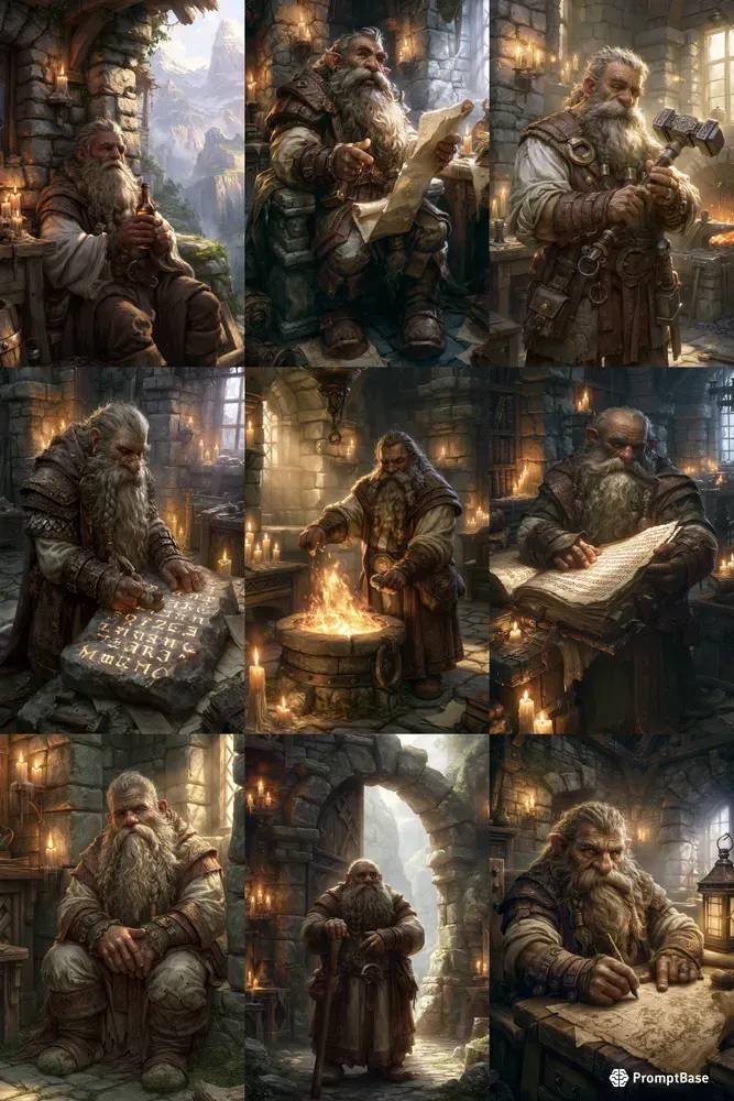 Medieval Dwarves Fantasy Oil Paintings