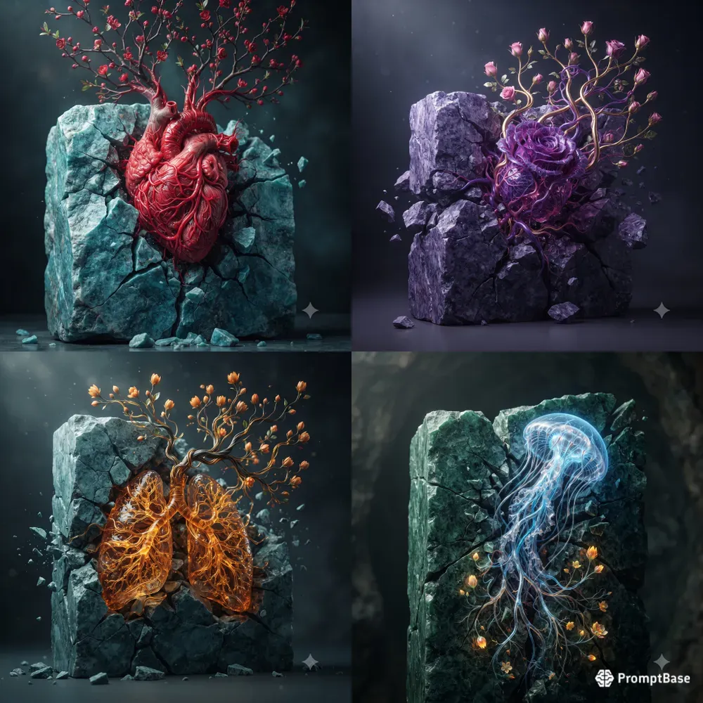 Surreal Organic Stone Burst Art