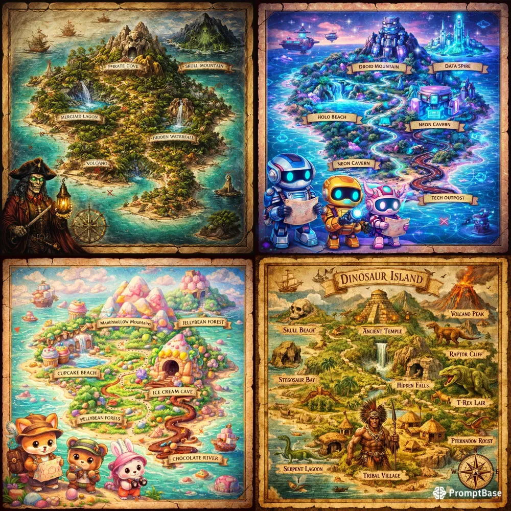 Fantasy Treasure Island Map Generator