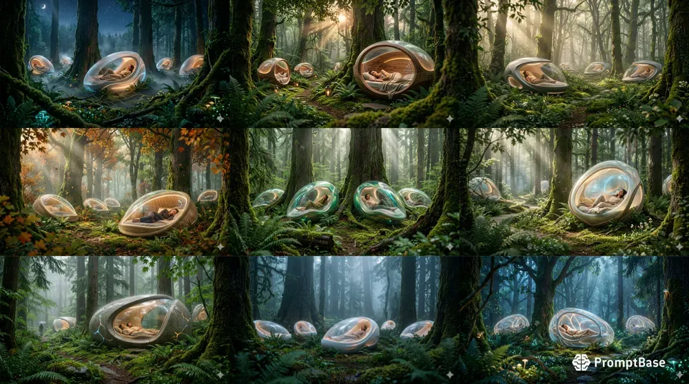 Futuristic Forest Wellness Pods