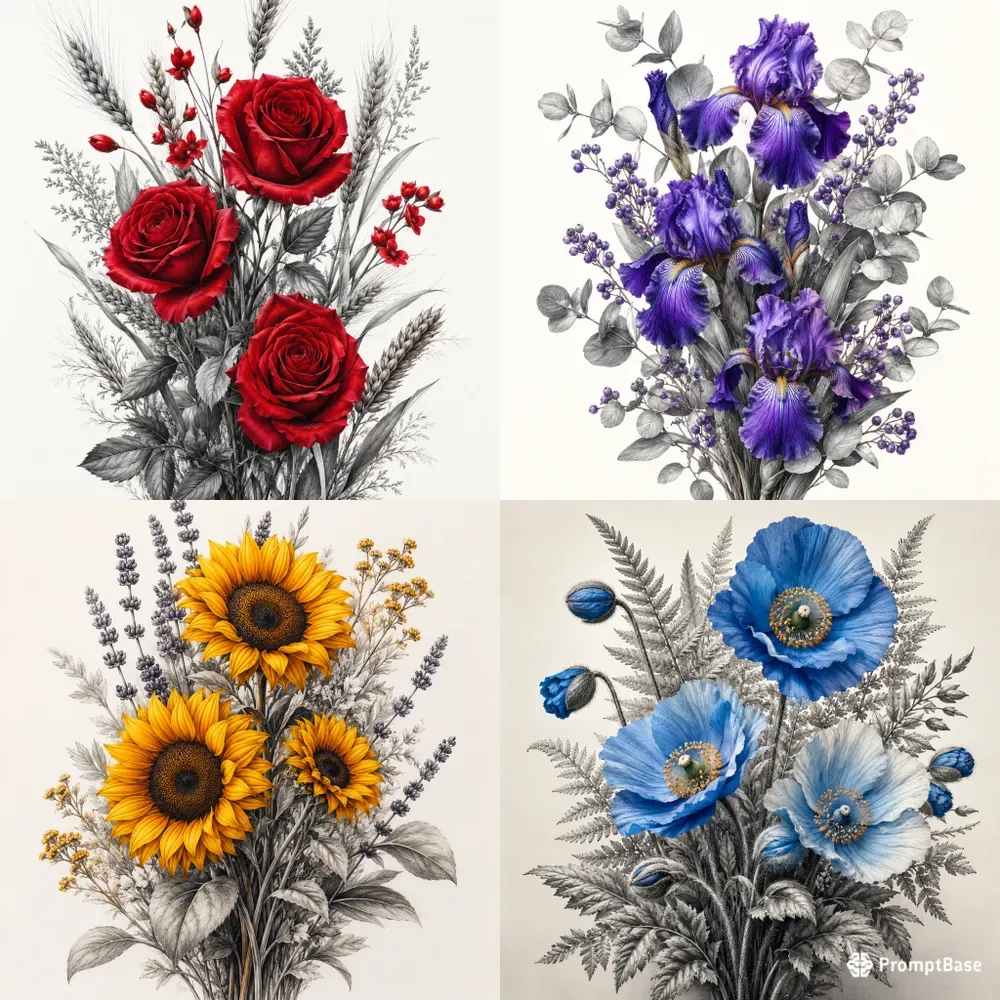 Monochrome Crimson Botanicals
