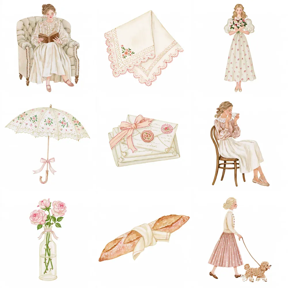 Romantic Coquette Watercolor Cliparts