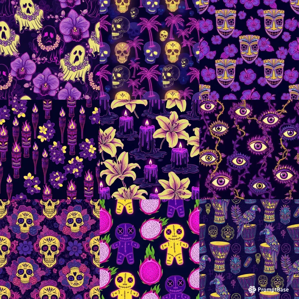 Vivid Voodoo Island Neon Tiki Patterns