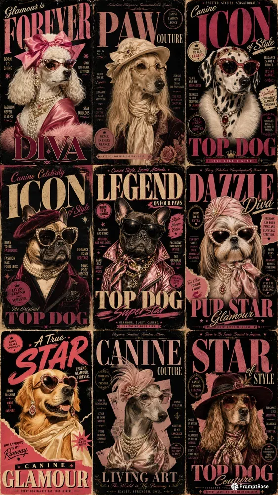 Vintage Diva Dog Fashion Poster Art