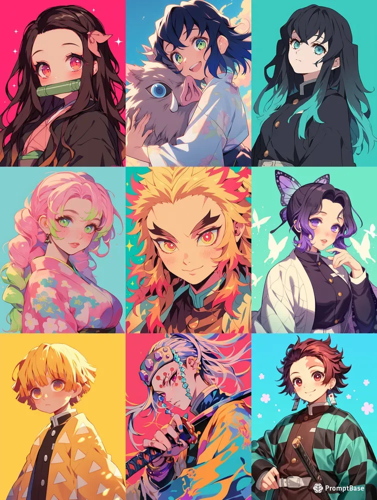 Demon Slayer Cartoon Kawaii Characters