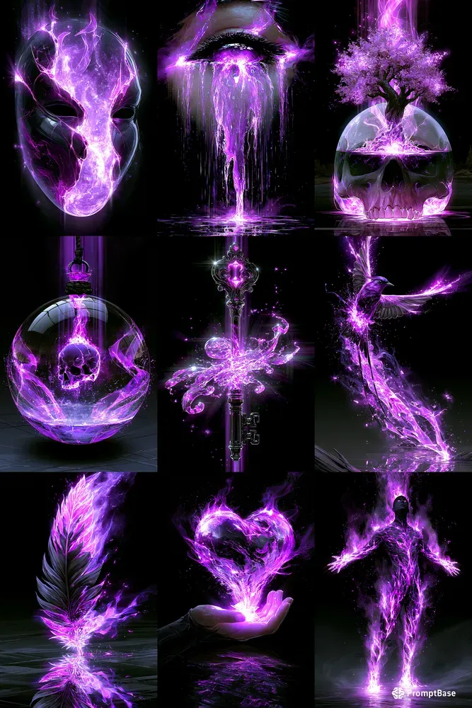 Luminous Symbolism Neon Violet Art