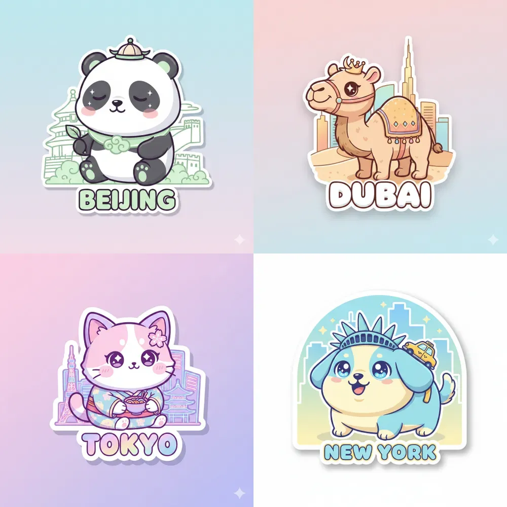 Kawaii City Animal Stickers