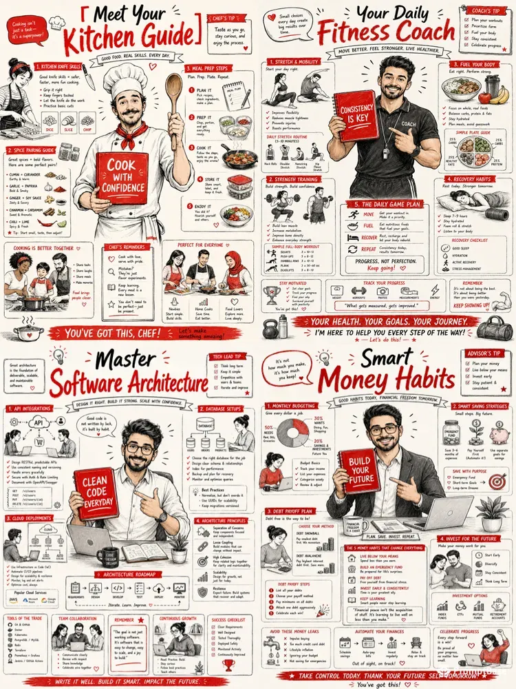 Red Editorial Character Infographics