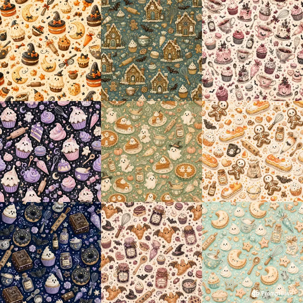 Whimsical Haunted Bakery Patterns