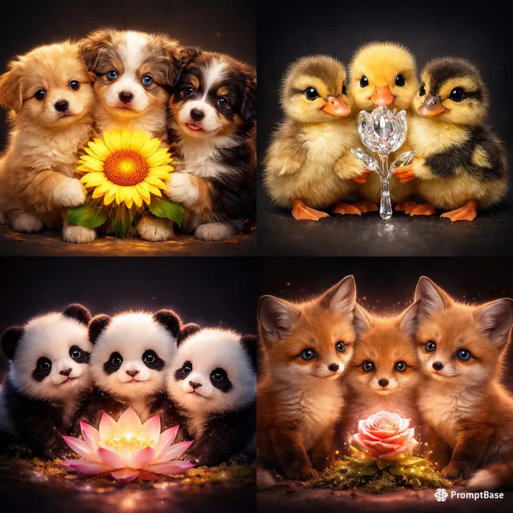 Colorful Cute Kitten Trio Portraits