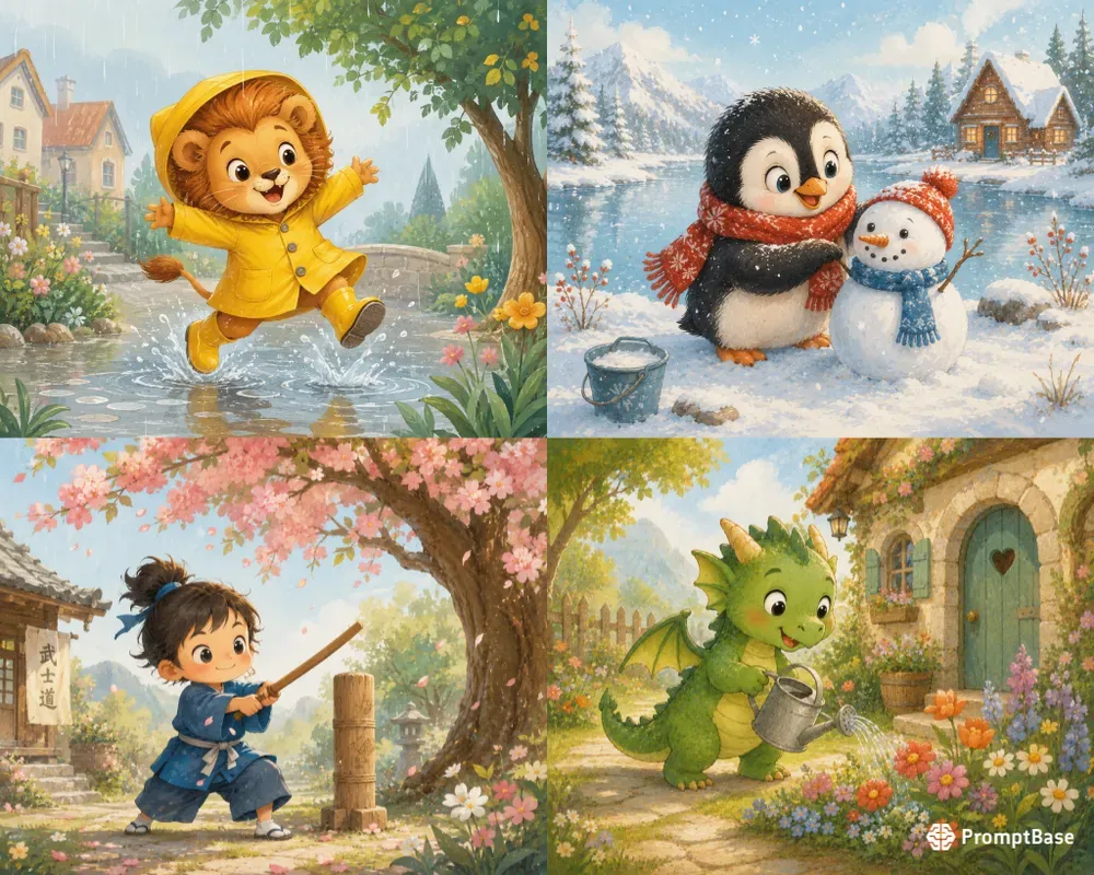 Whimsical Storybook Character Scenes