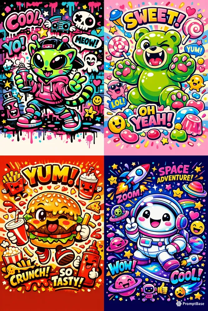Cute Chaos Cartoon Pop Style Posters