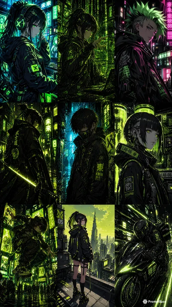 Neon Lime Cyberanime Aesthetics