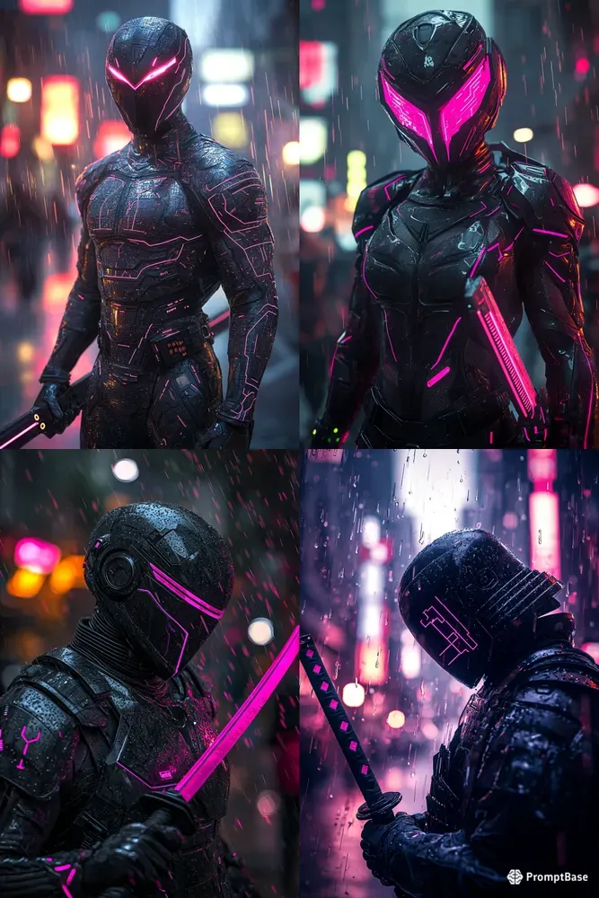 Magenta Neon Ronin Cyberpunk Portraits