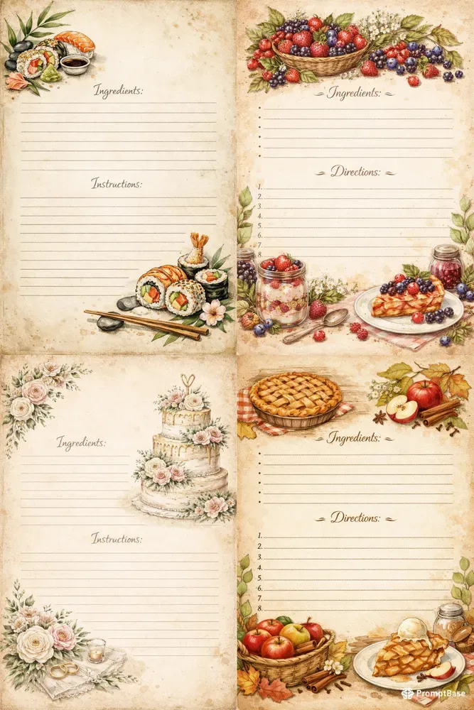 Viral Aesthetic Recipe Cards