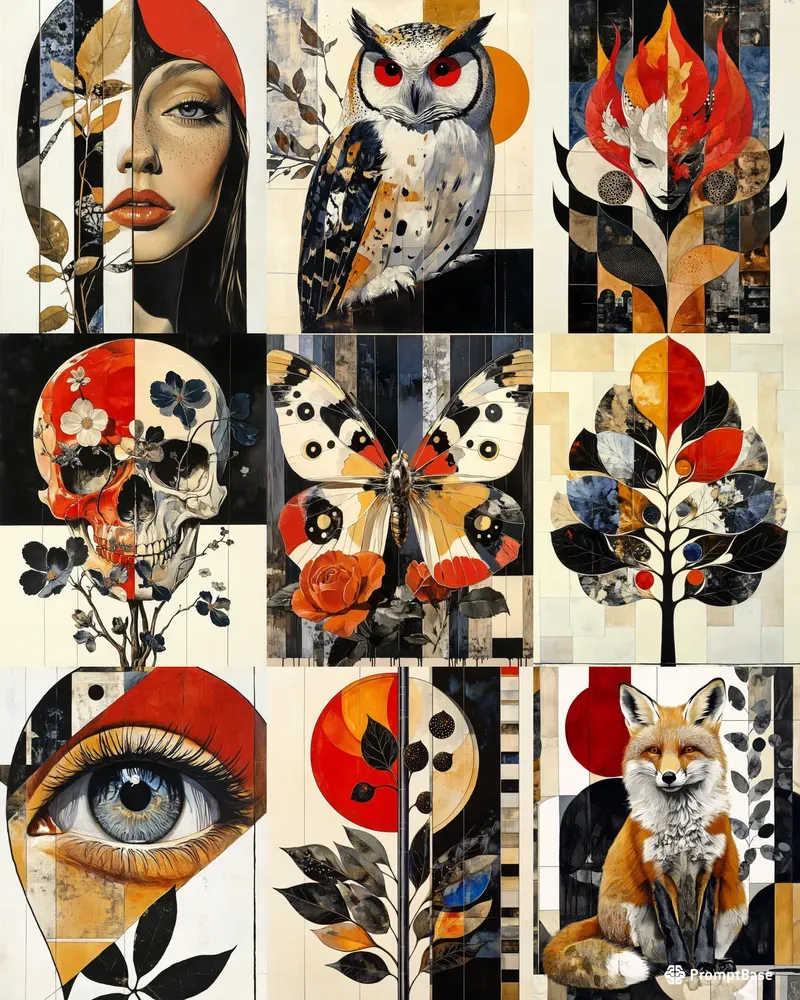 Abstract Scandinavian Folk Art Paintings