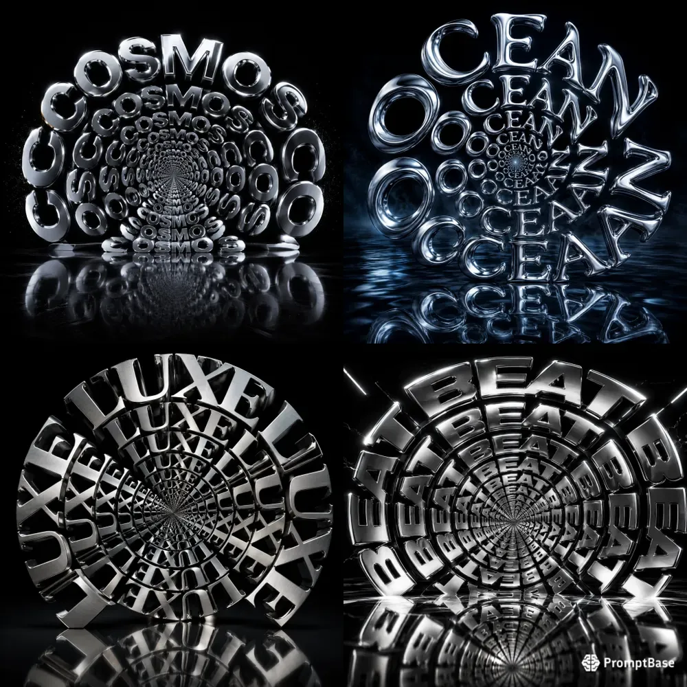 3D Spiral Typography Illusions