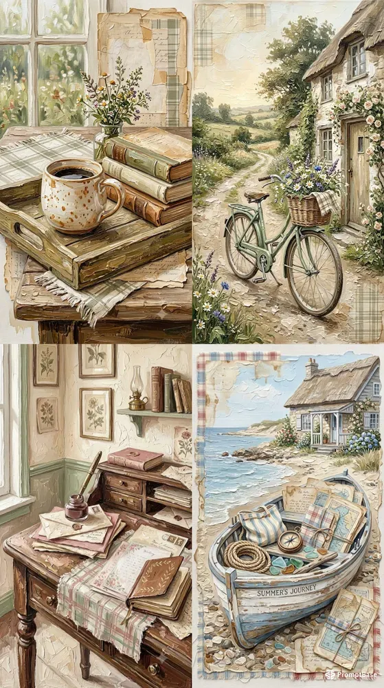 Summer Plaid Impasto Wall Art Collections