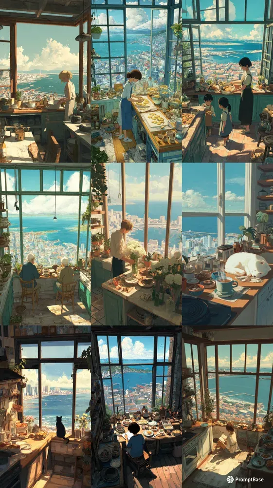 Warm Anime Cozy Kitchen Scenes