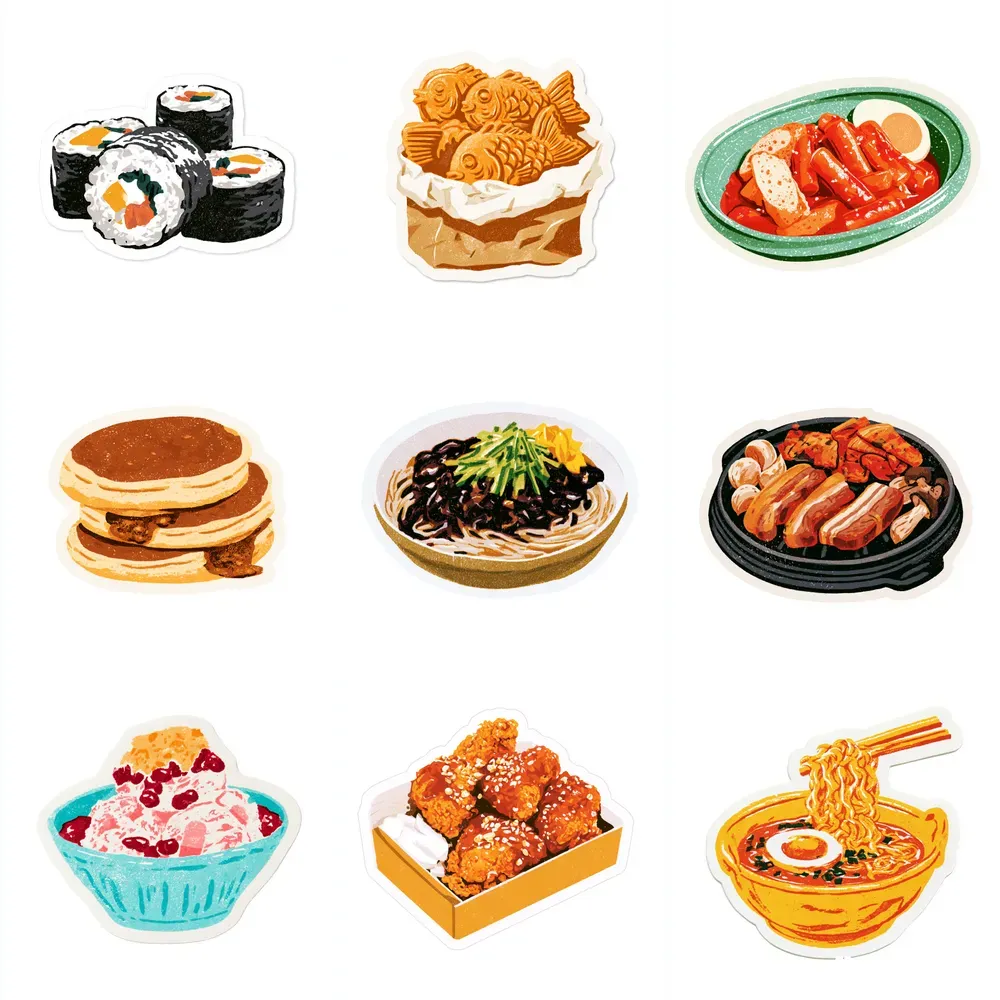 Retro Korean Food Stickers