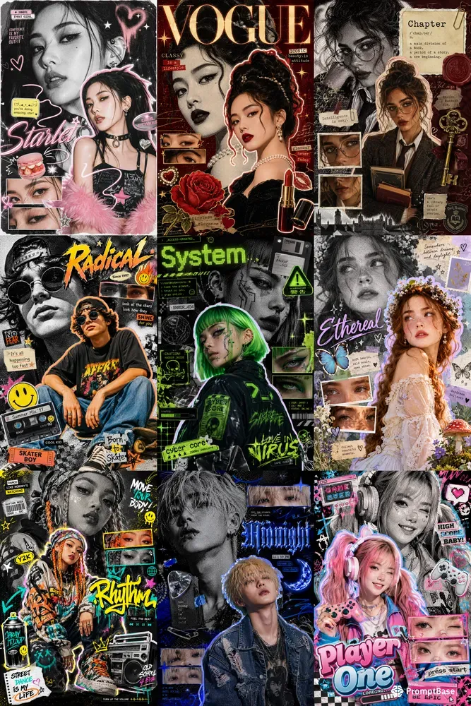 Y2k Pop Idol Scrapbook Collages