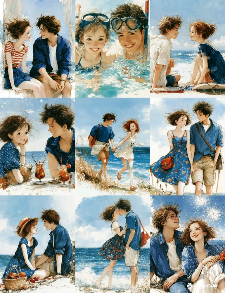 Summer Romantic 1950s Couple Art Prints