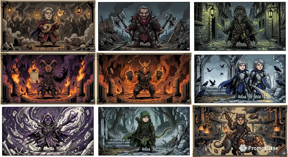 Grimdark Toon Hero Portraits